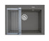 Set chiuveta granit SIROS 67x51,5 1B Iron Grey si suport multifunctional ROLL UP