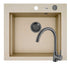 Set chiuveta granit SIROS 57x51,5 1B Beige si baterie ECO BELLO Gun Metal