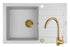 Set chiuveta granit NAXOS 79x50 1B 1D White si baterie ECO BELLO Gold