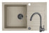 Set chiuveta granit NAXOS 79x50 1B 1D Beige si baterie ECO BELLO Gun Metal