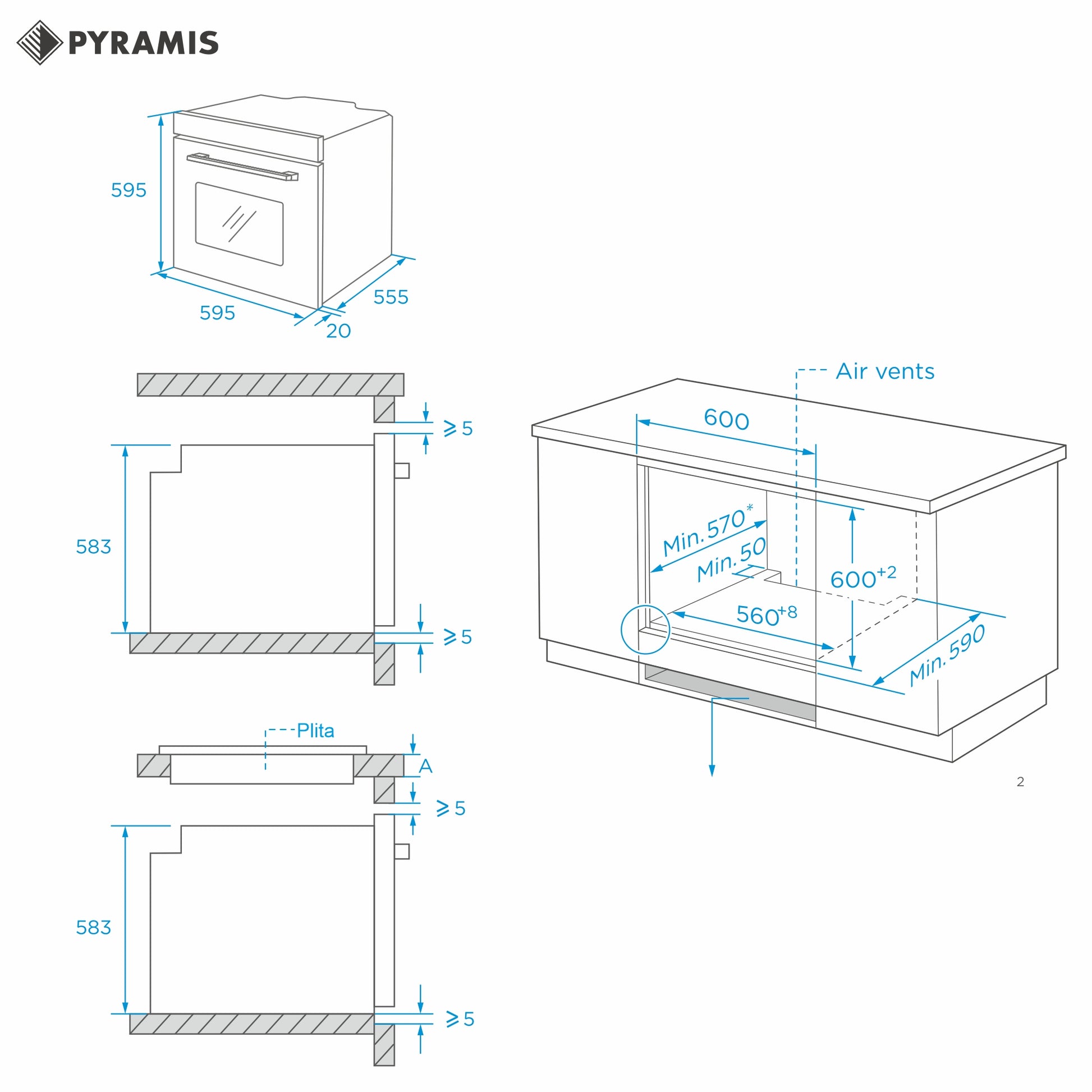 Cuptor electric Pyramis 60IN 6070 Megalo Inox