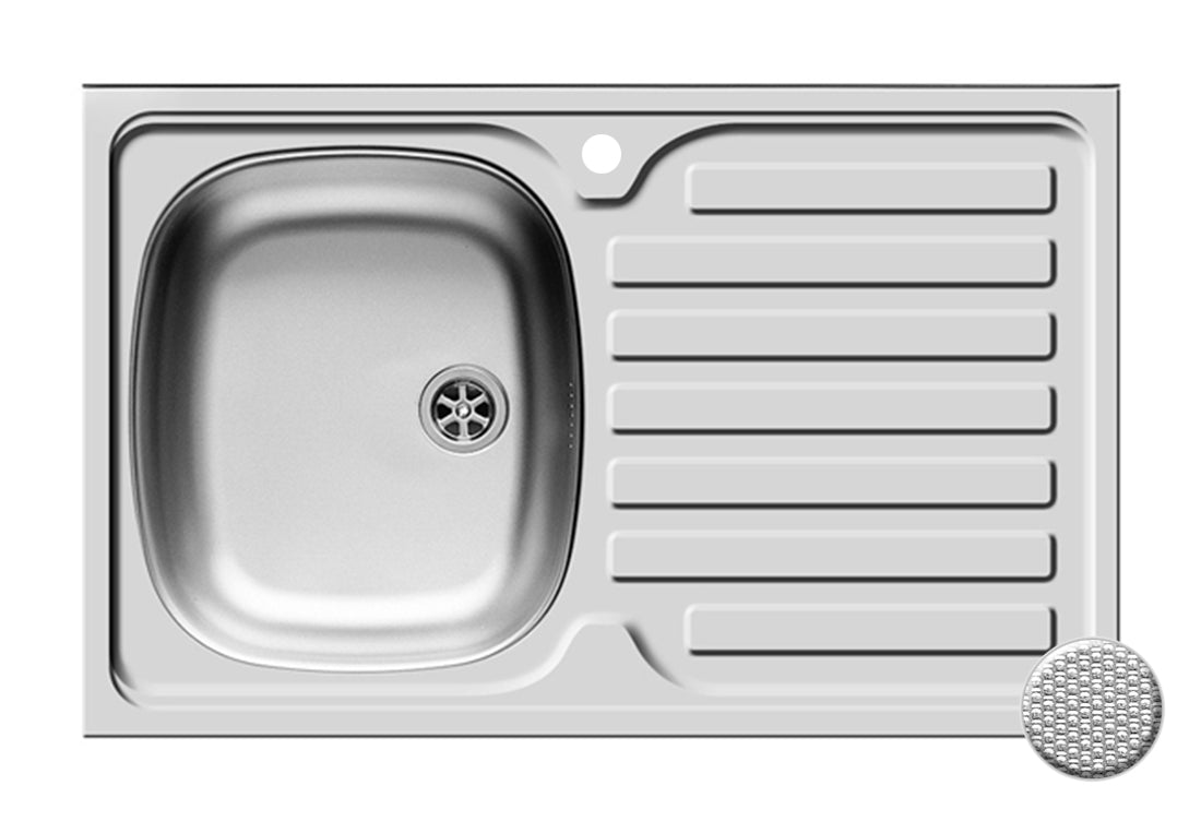 Set chiuveta inox INTL 1B1D ST LN si baterie BELLO crom