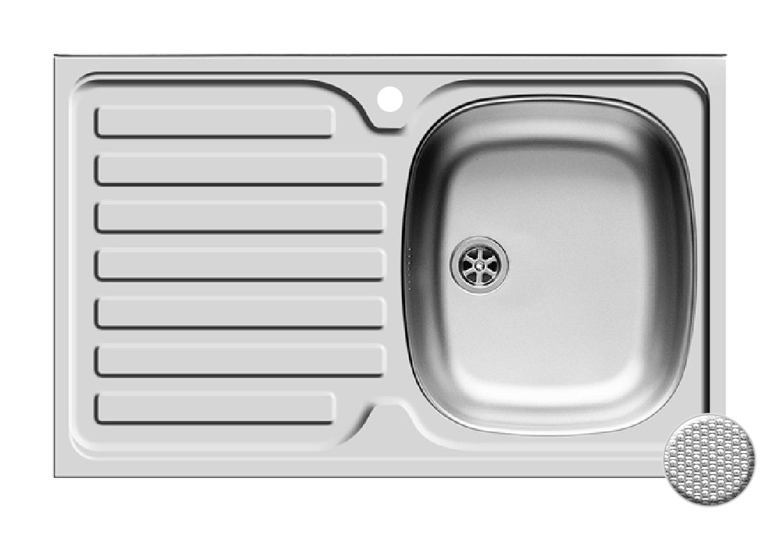 Set chiuveta inox INTL 1B1D DR LN si baterie BELLO crom