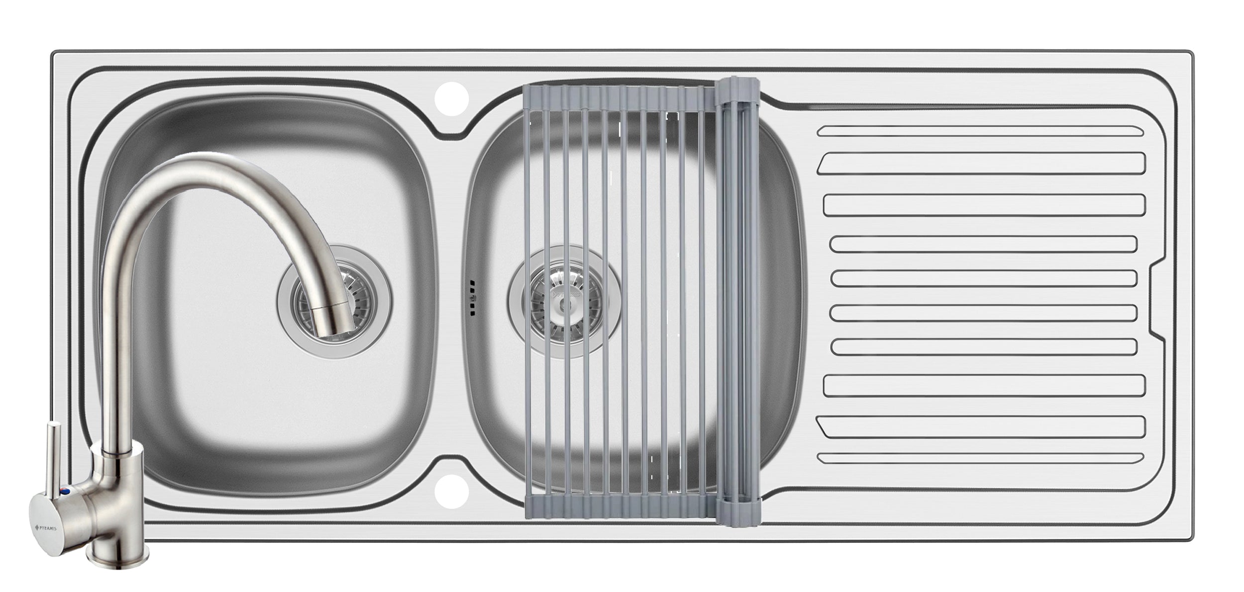Set chiuveta inox AURORA 116 SM, baterie BELLO crom si Roll Up