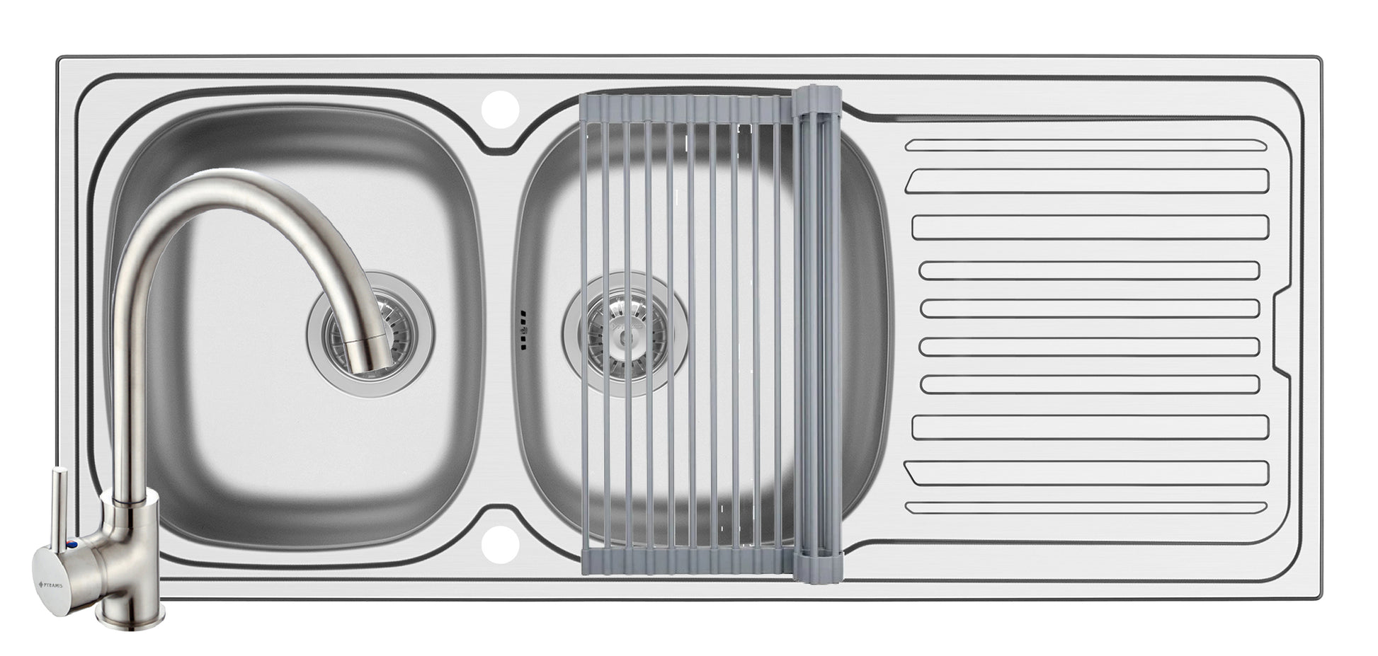 Set chiuveta inox AURORA 116 SM, baterie BELLO crom si Roll Up