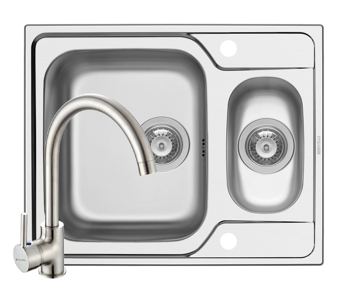 Set chiuveta inox FEDRA EXTRA 62 SM si baterie BELLO crom