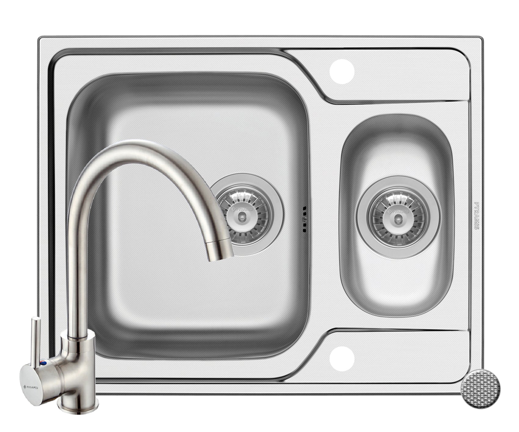 Set chiuveta inox FEDRA EXTRA 62 LN si baterie BELLO crom