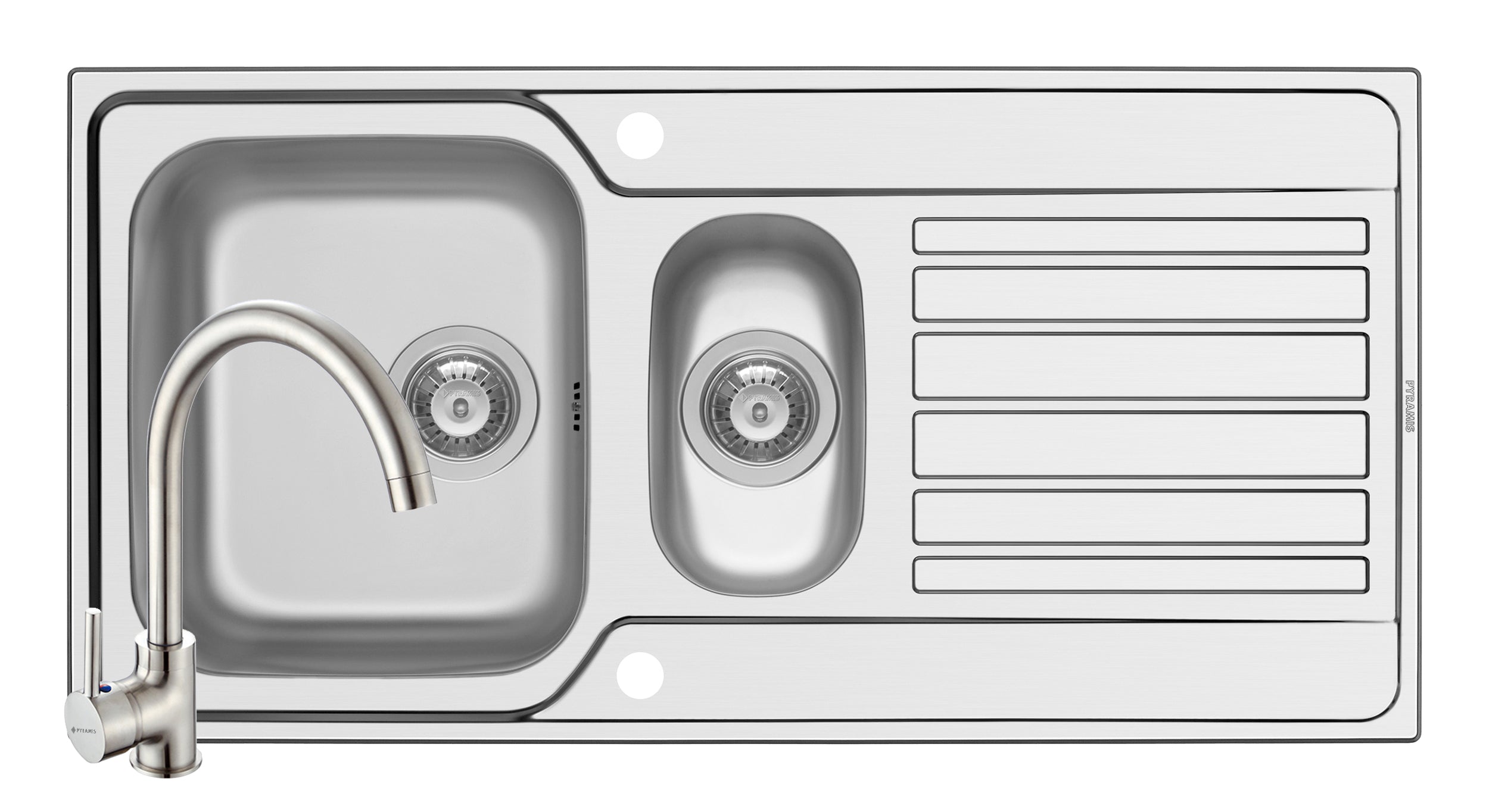 Set chiuveta inox FEDRA EXTRA 100 SM si baterie BELLO crom