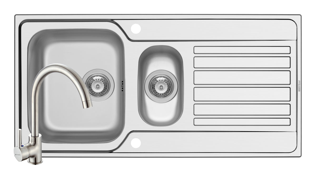 Set chiuveta inox FEDRA EXTRA 100 SM si baterie BELLO crom
