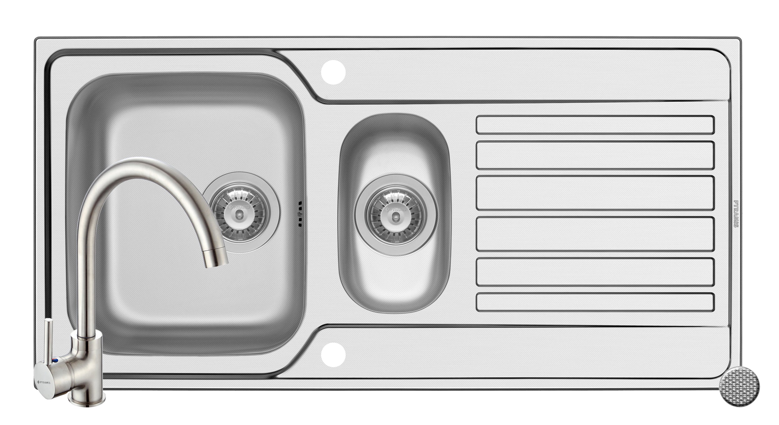 Set chiuveta inox FEDRA EXTRA 100 LN si baterie BELLO crom