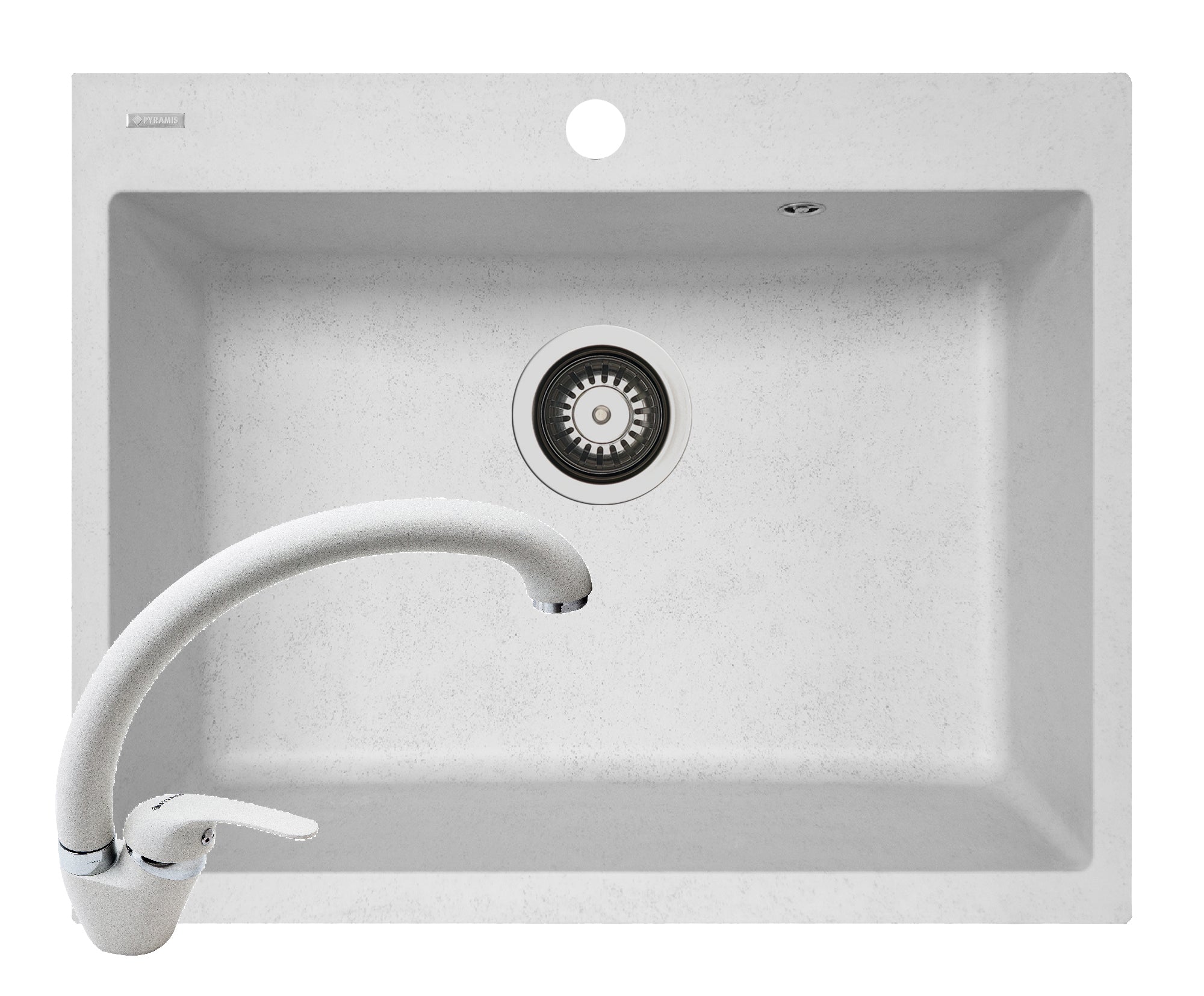 Set chiuveta soft compozit Square DUROTHEK 60 1B si baterie OSSIA White