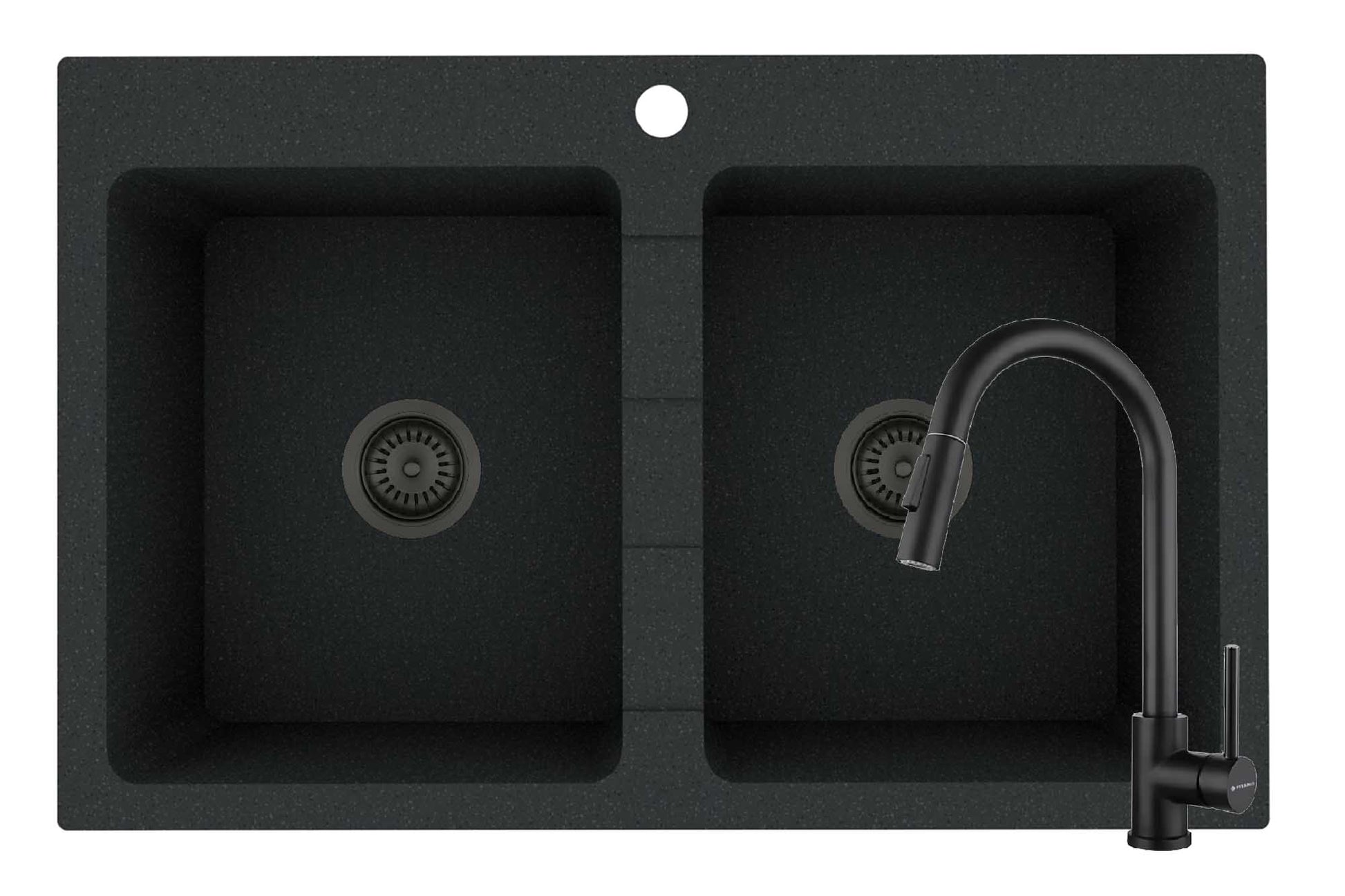 Set chiuveta Pyragranite SPARTA 2B si baterie IDEA Black