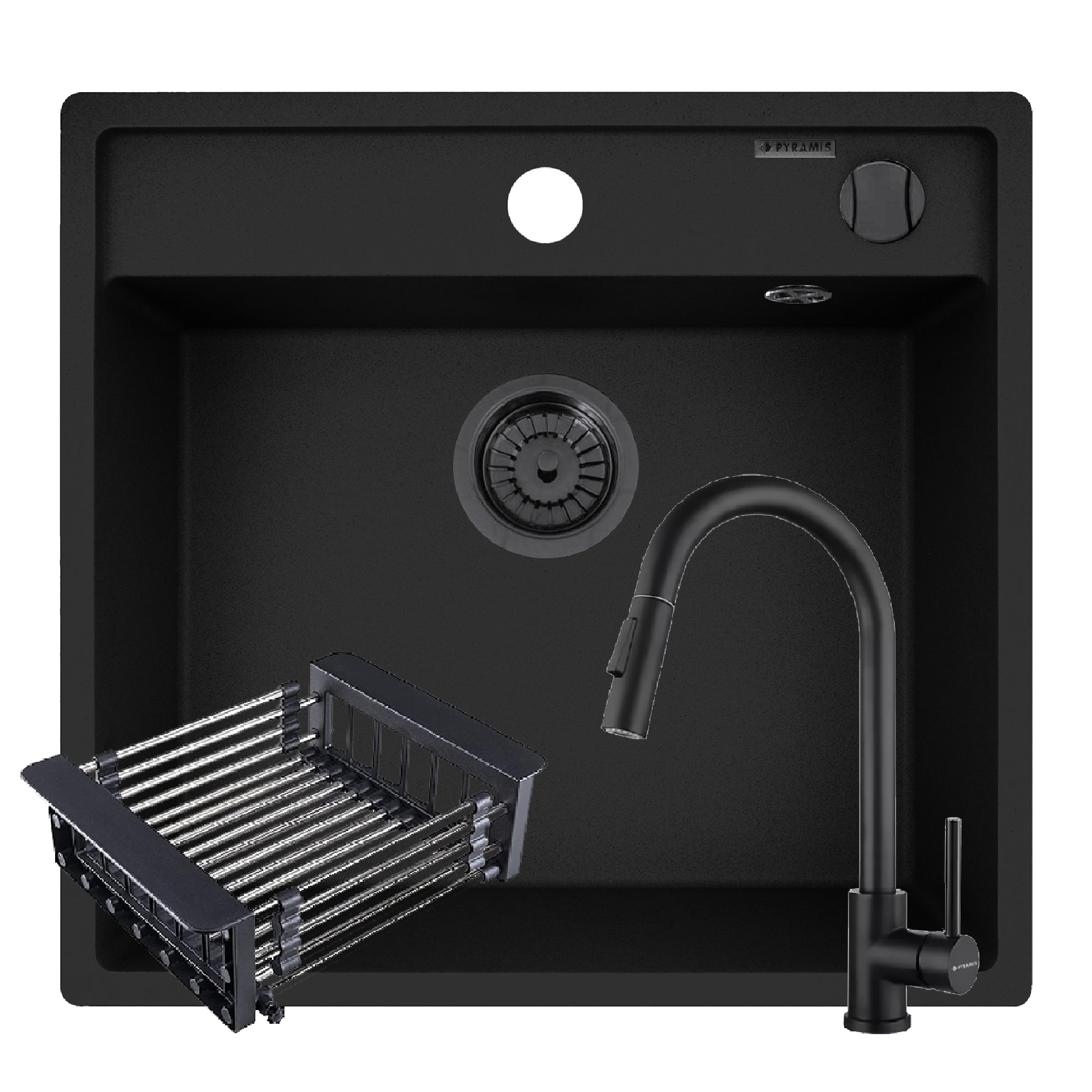 Set chiuveta Pyragranite CAMEA 53, baterie IDEA Black si Cos Extensibil