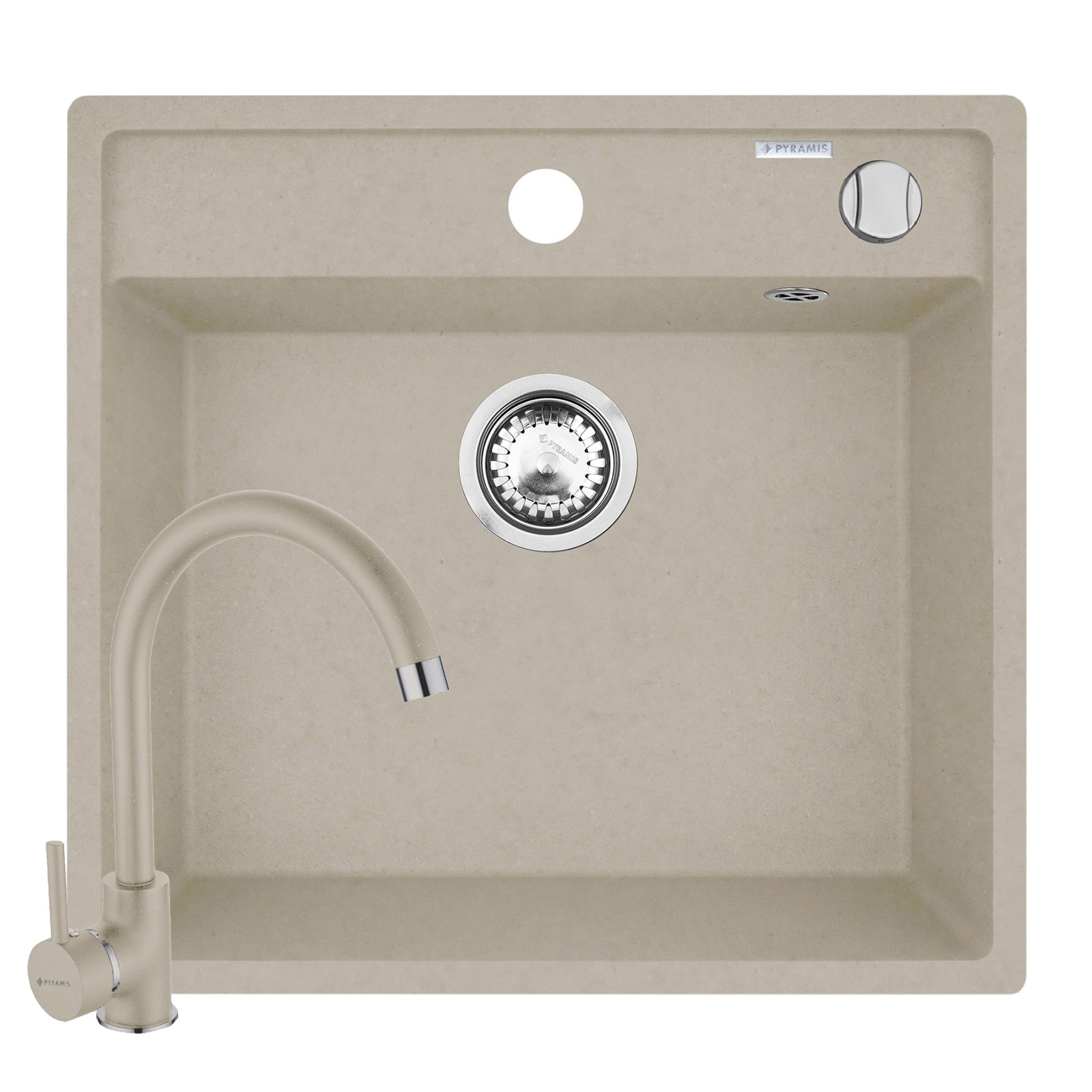 Set chiuveta granit CAMEA 53x50 si baterie Eco Bello Beige