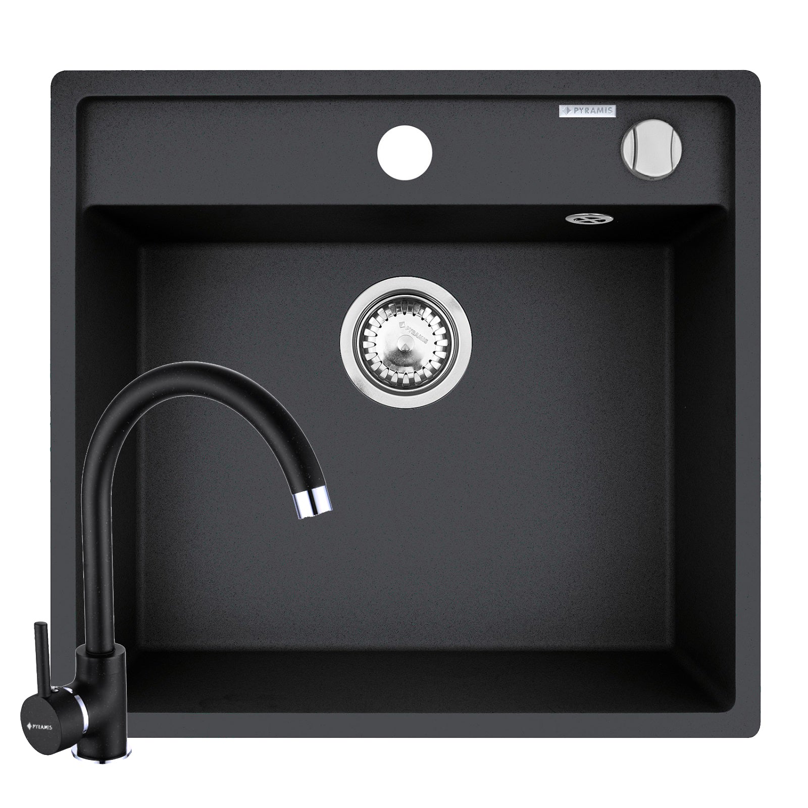 Set chiuveta granit CAMEA 53x50 si baterie Eco Bello Black