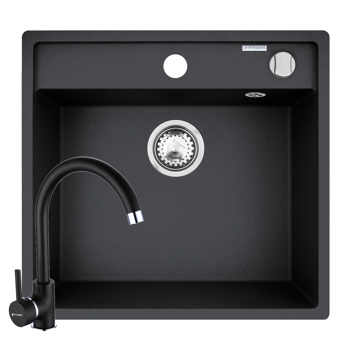 Set chiuveta granit CAMEA 53x50 si baterie Eco Bello Black
