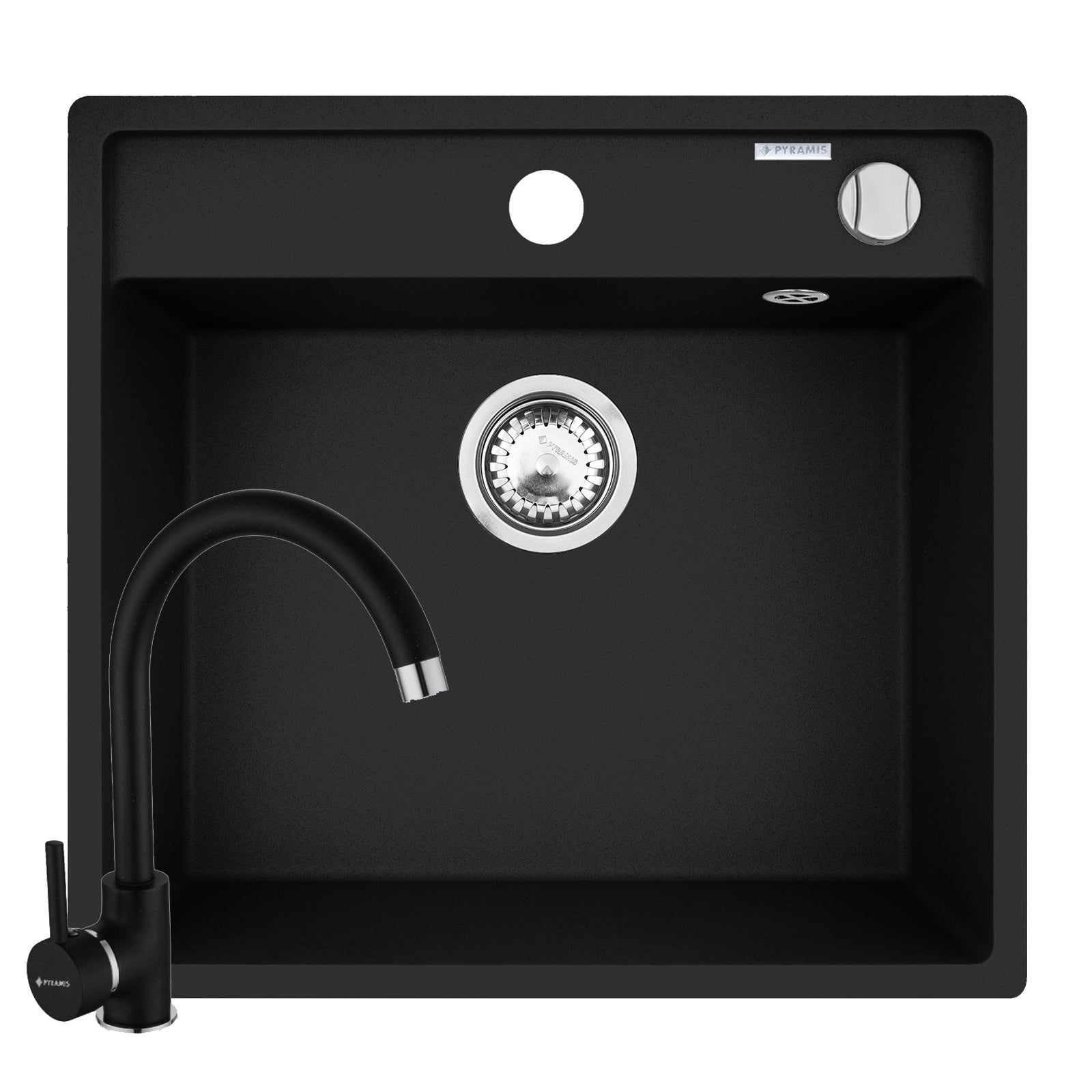 Set chiuveta granit CAMEA 53x50 si baterie Eco Bello Carbon