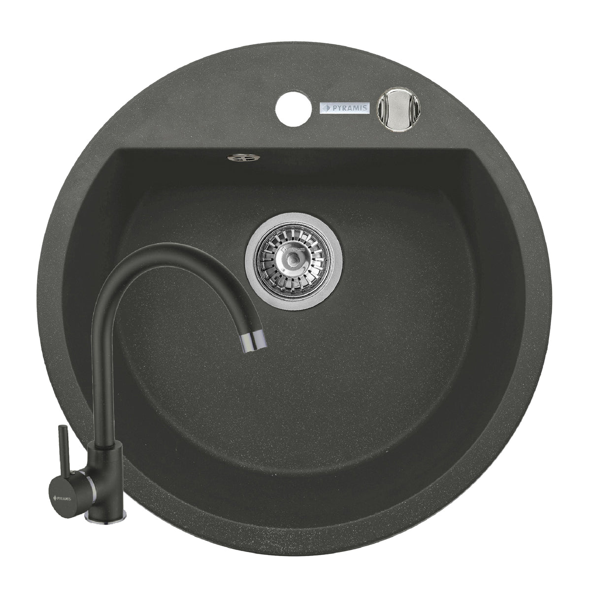 Set chiuveta granit MIDO Ø51 si baterie Eco Bello Black