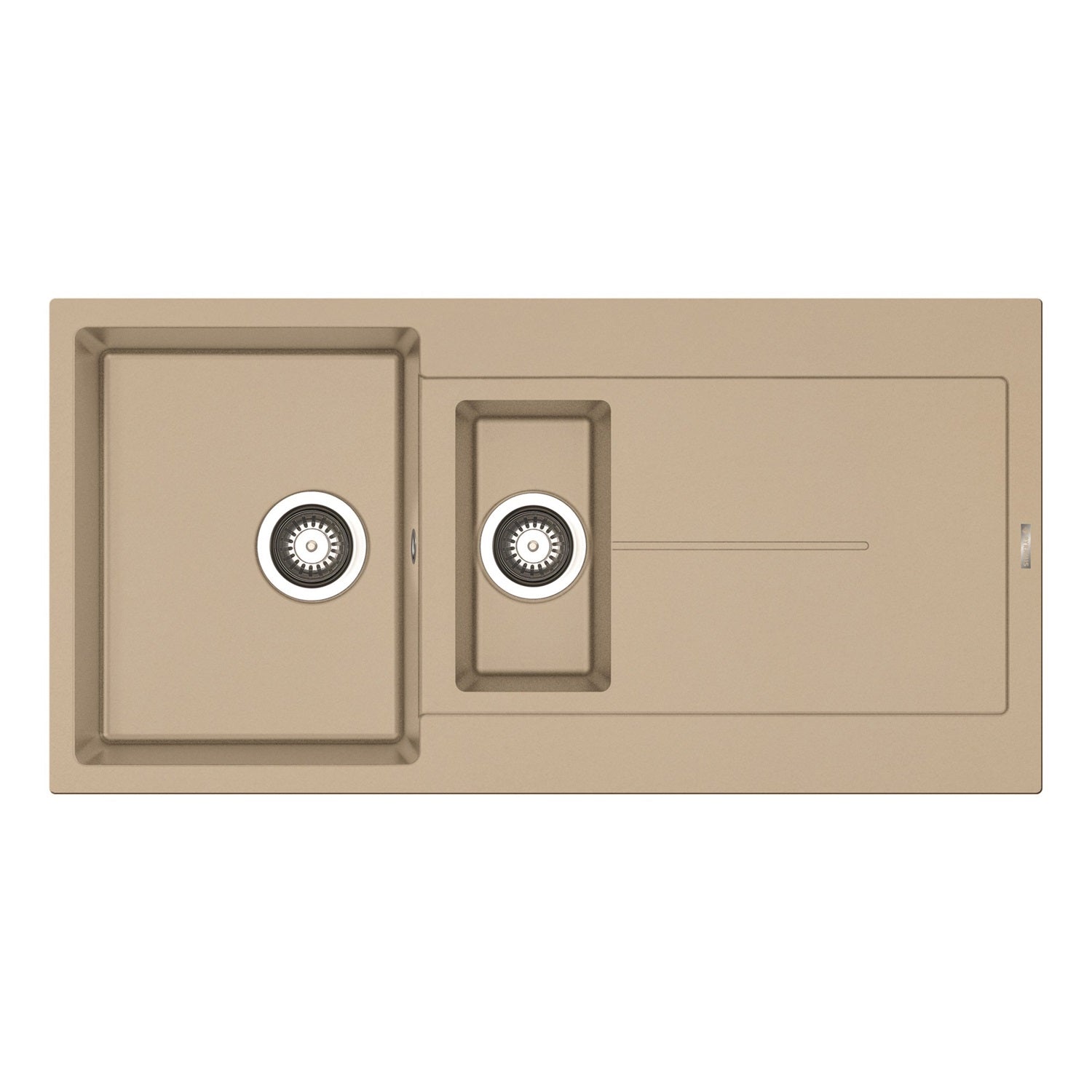Set chiuveta granit ITHAKA 1 1/2B 1D 100x50 si baterie CAPRICCIO Drak Beige