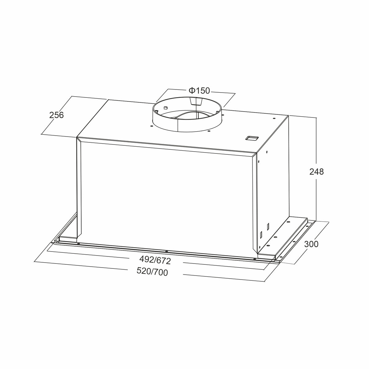 Hota total incorporabila Pyramis MD 52cm Inox