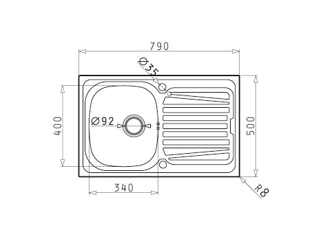 Chiuveta Inox SPARTA 790mm*500mm