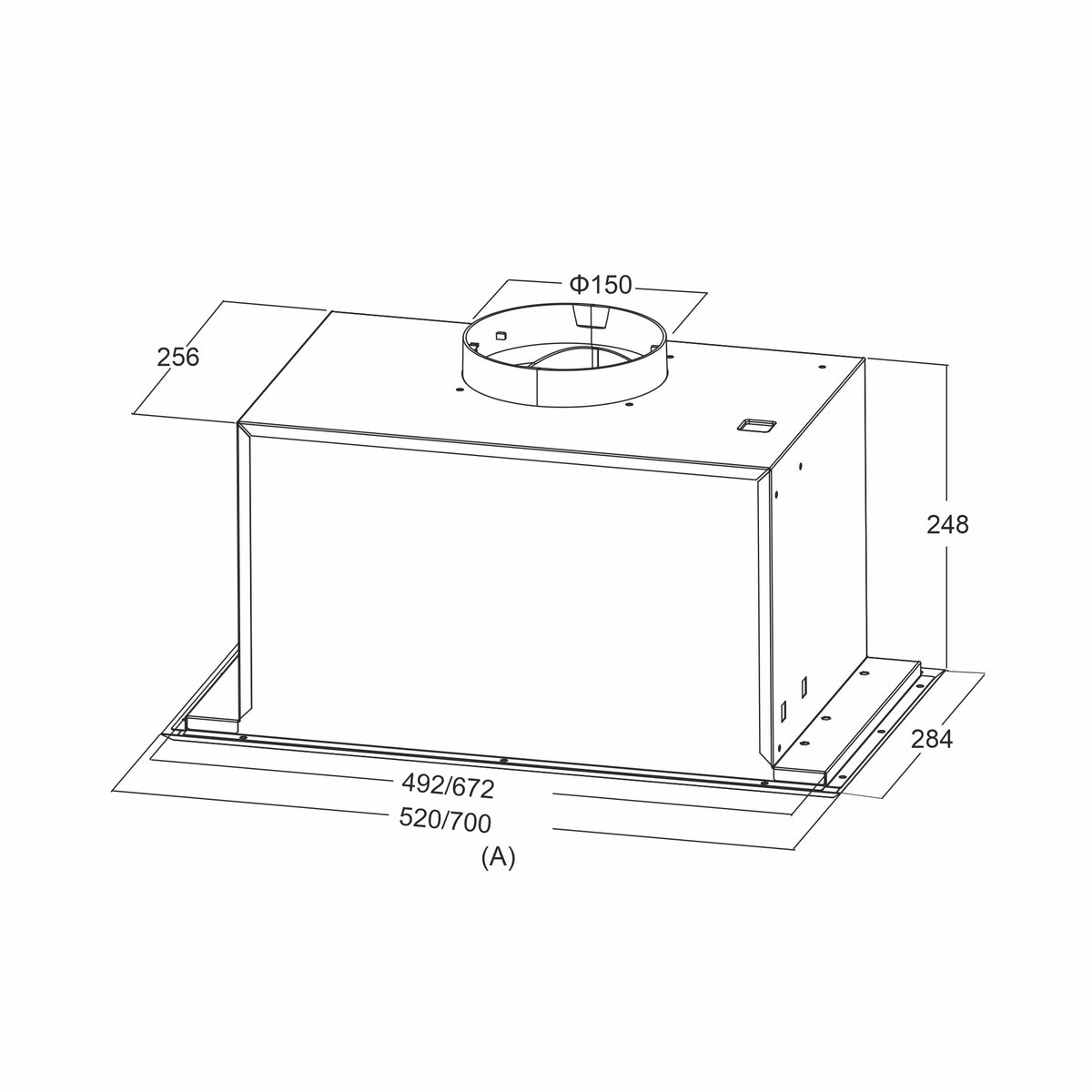 Hota total incorporabila Pyramis MD 52cm Inox Knob