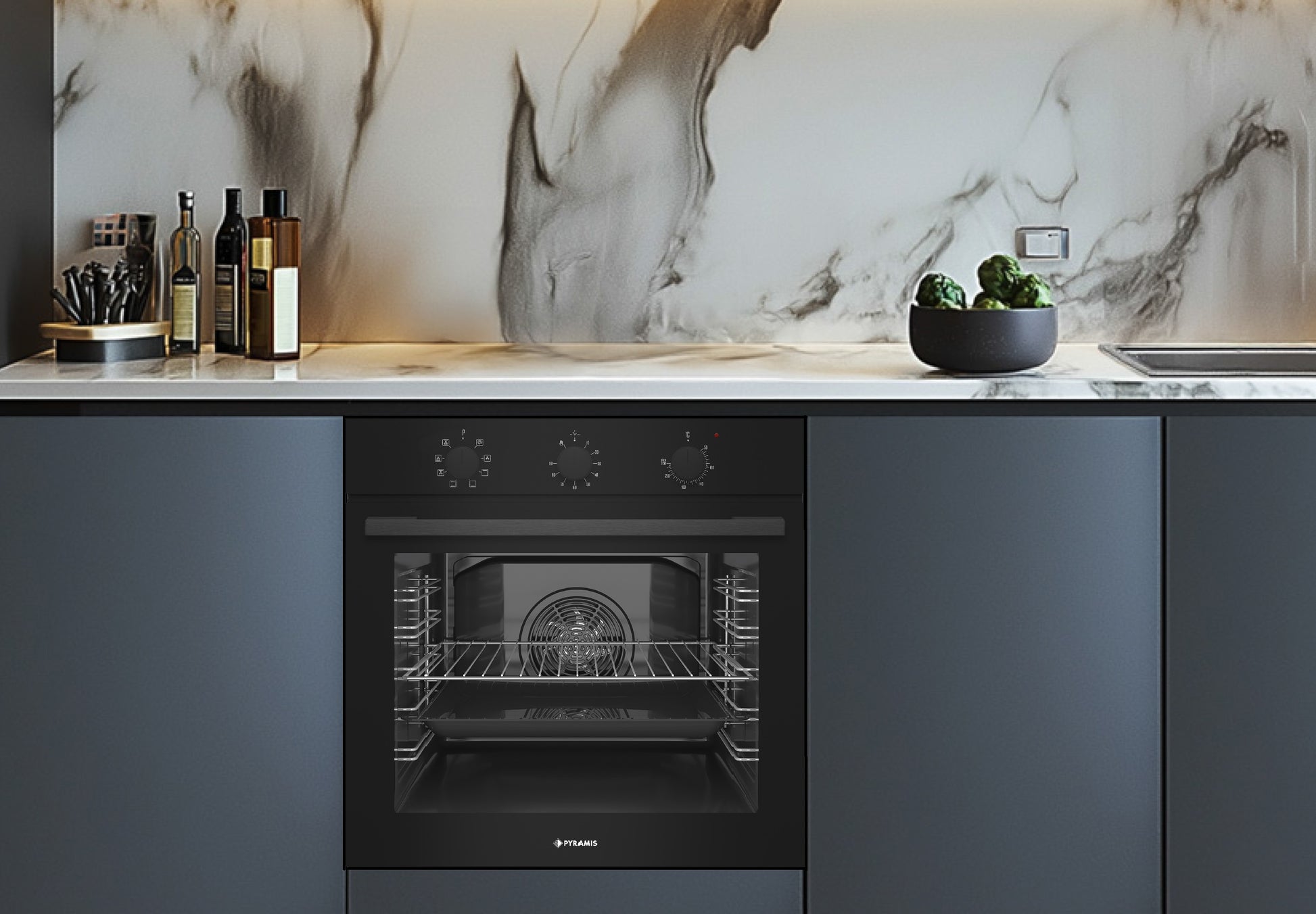 Cuptor electric Pyramis 60IN 4010 ND Black 3Glass