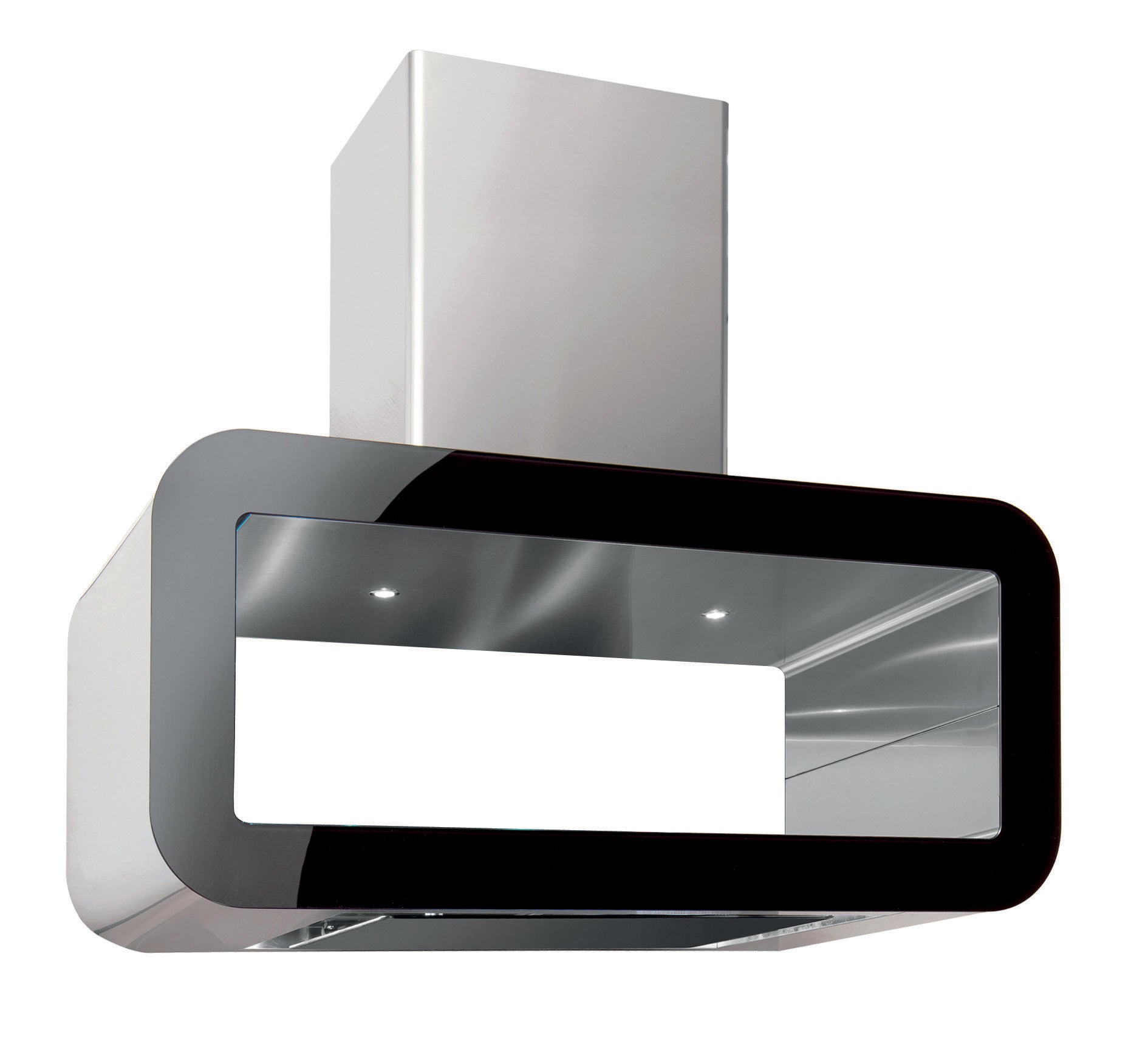 Hota insula Pyramis CORSO, 90cm, 704mc/h, 43dB, Touch Control, Inox si Sticla Neagra