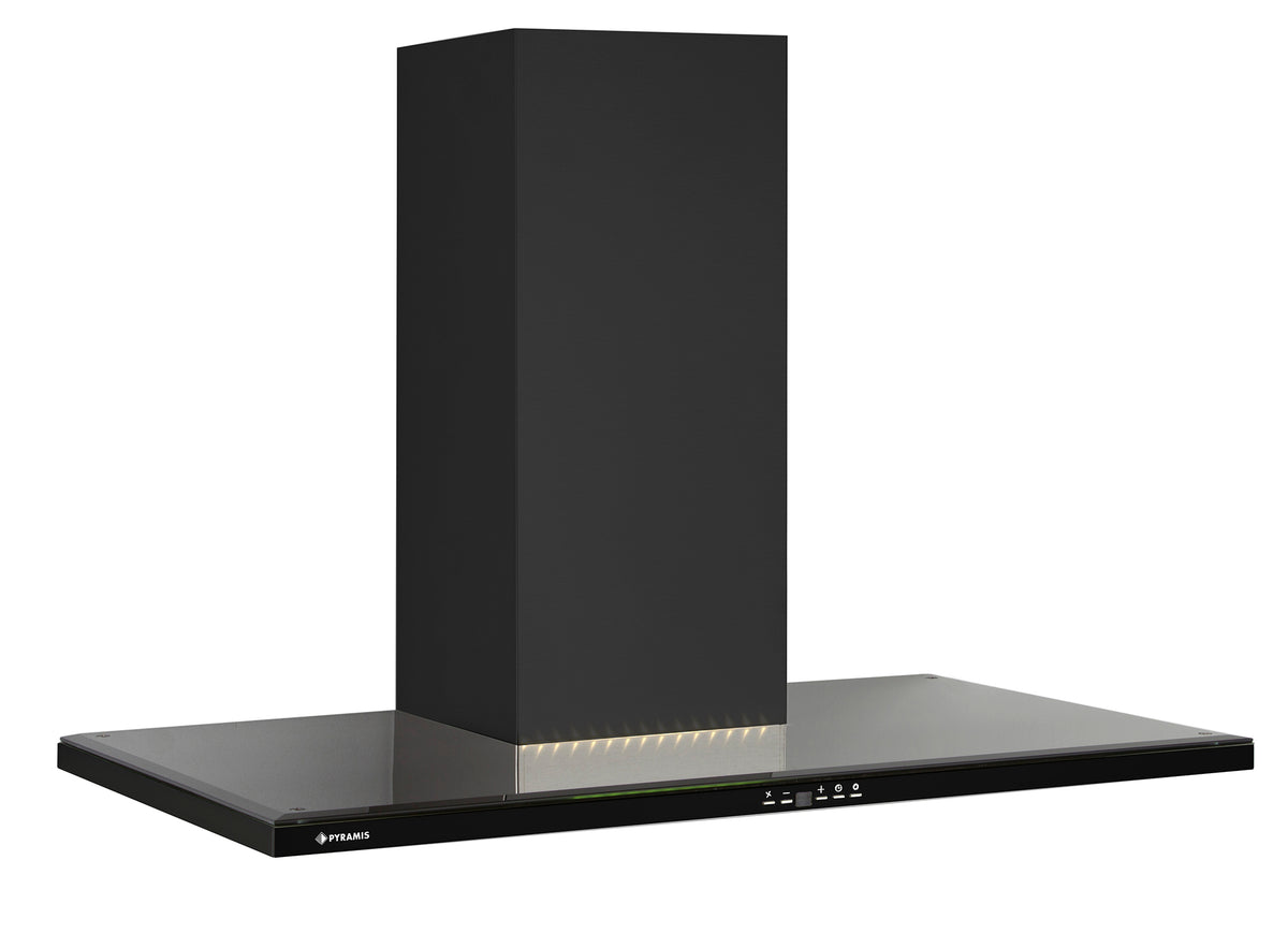 Hota decorativa Pyramis SILVERLIGHT, 90cm, 570mc/h, inox si stica neagra, timer