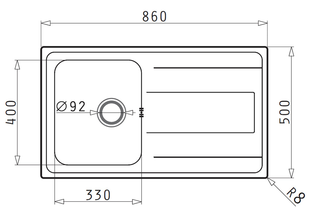 Chiuveta Inox Pyramis ALEA 860mm*500mm