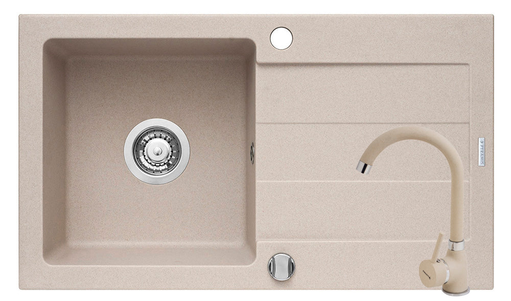 Set chiuveta granit Sparta 1B 1D & Baterie Bello - BEIGE