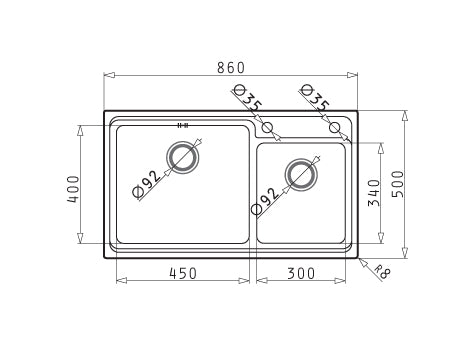 Chiuveta Inox Studio 86x50 2B SM