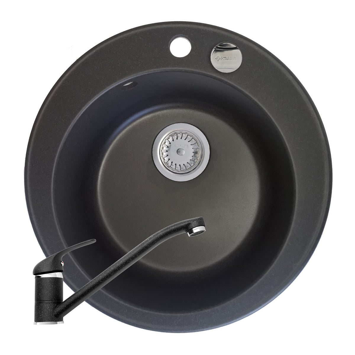 Set chiuveta granit ALYA 1B Ø49 & baterie ASALIA - Negru