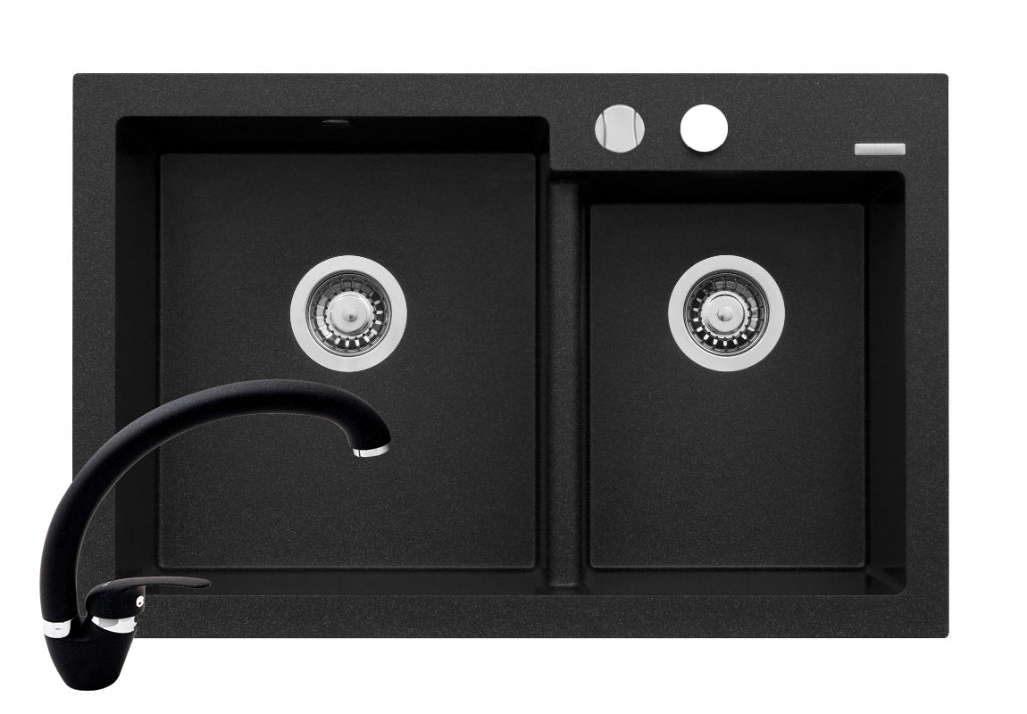 Set chiuveta granit DIPLOS & baterie OSSIA - Negru