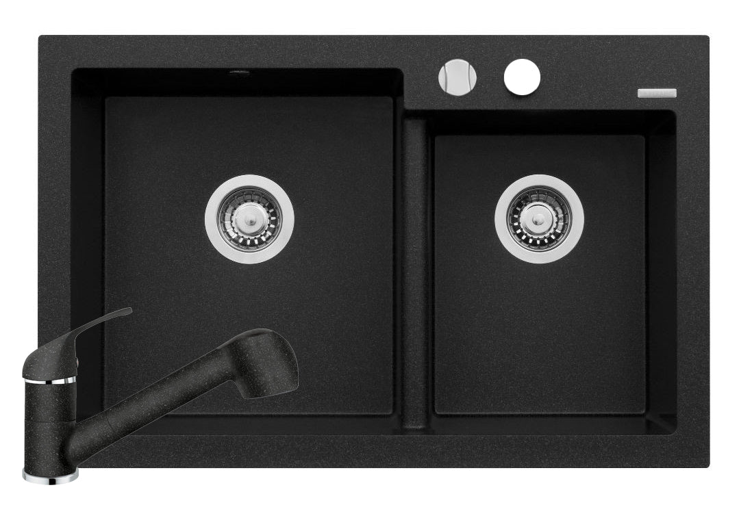 Set chiuveta granit DIPLOS & baterie Fido - Negru