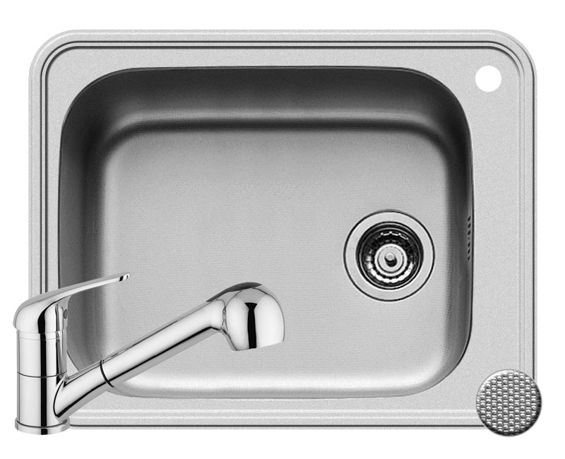 Set chiuveta inox SPACE PLUS 1B LN & baterie FIDO crom