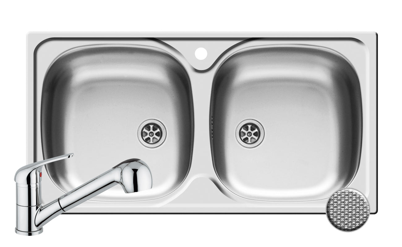 Set chiuveta inox E78 LN & baterie FIDO crom