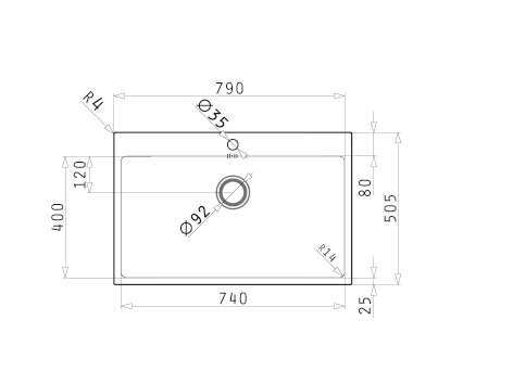 Chiuveta Inox ISTROS 790mm * 505mm