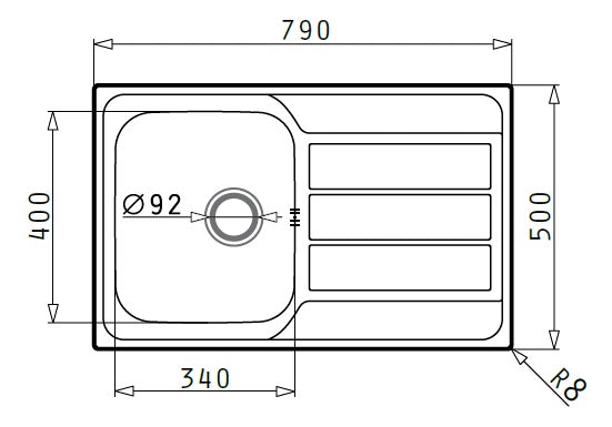 Chiuveta Inox ATHENA 79x50 1B 1D SM