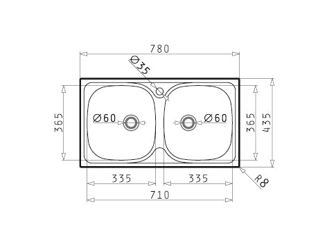 Chiuveta Inox E78  780mm*435mm