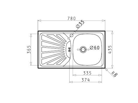 Chiuveta Inox ET78 780mm*435mm