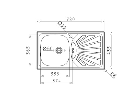 Chiuveta Inox ET78 780mm*435mm ST