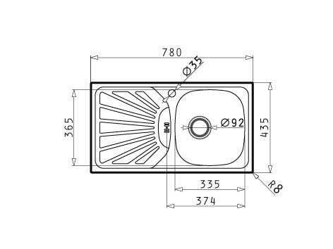 Chiuveta Inox ET78 780mm*435mm DR