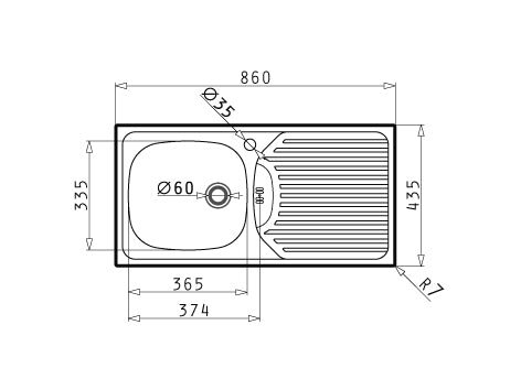 Chiuveta Inox CA1 860mm*435mm ST