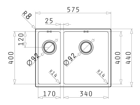 Chiuveta Inox Astris 57,5x44 1 1/2B DR SM