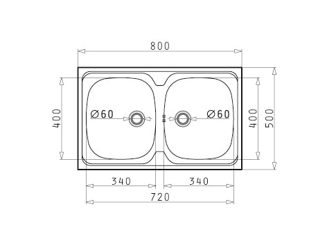 Chiuveta Inox INTERNATIONAL 800mm*500mm