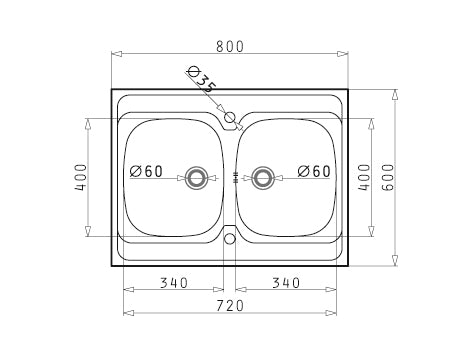 Chiuveta Inox INTERNATIONAL 800mm*500mm
