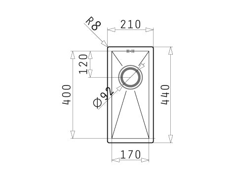 Chiuveta Inox Tetragon 17x40 1B LN