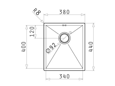 Chiuveta Inox TETRAGON 340mm*400mm