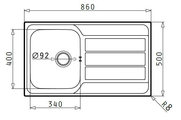 Chiuveta Inox ATHENA 860mm*500mm